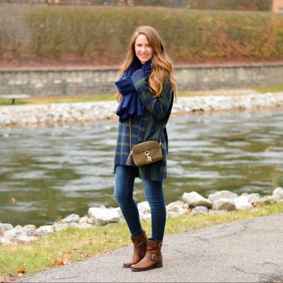 Frye Vicky Engineer Moto Brown Real Leather Belted Vintage Mid Calf Ankle Boot - Picture 2 of 16